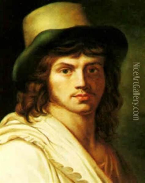A Portrait Of A Young Man (self-portrait?) Oil Painting - Anne-Louis Girodet de Roucy-Trioson