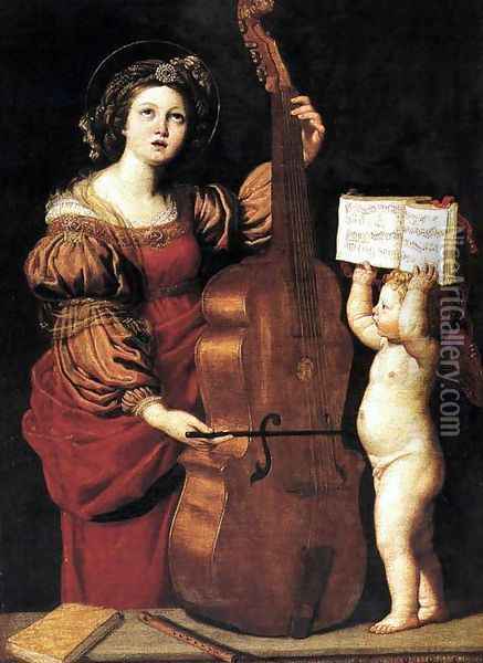St Cecilia 1617-18 Oil Painting - Domenico Zampieri (Domenichino)