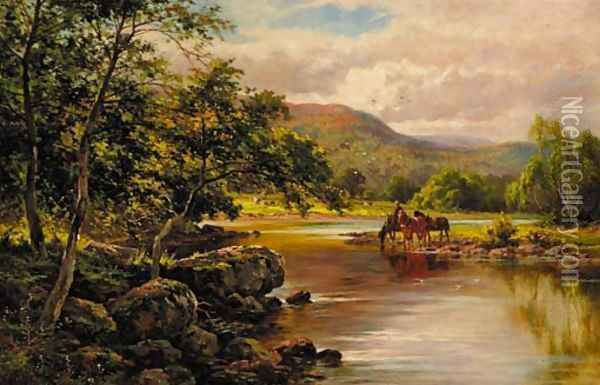 On the Lledr river, near Wales Oil Painting - Henry Hillier Parker