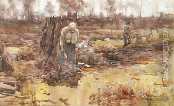 Faggot Gatherers Grez-sur-Loing 1880 Oil Painting - Arthur Melville