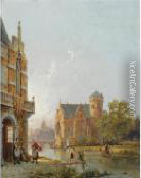 The Castle Of Oude Ney, Friesland, Holland Oil Painting - Pieter Cornelis Dommershuijzen