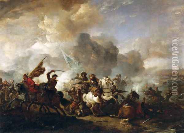 Skirmish of Horsemen between Orientals and Imperials Oil Painting - Philips Wouwerman