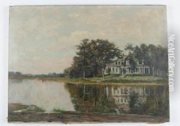 House On A Lake Oil Painting - Sydney Lawrence Brackett