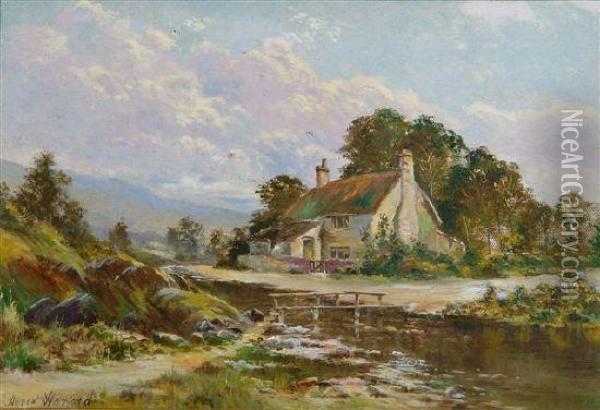 The Old Thatched Cottage Near Church Shelton Oil Painting - Alfred Harford