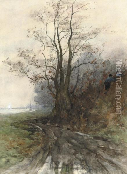 Near The River In Autumn Oil Painting - Maria Philippina Bilders-Van Bosse