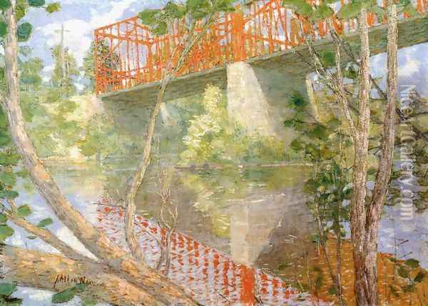 The Red Bridge Oil Painting - Julian Alden Weir