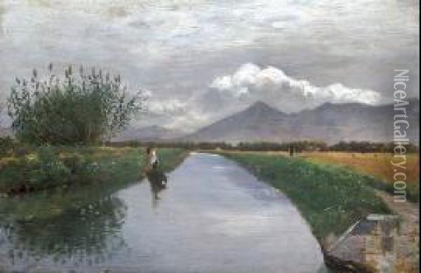 Lungo Il Fiume Oil Painting - Edoardo Monteforte