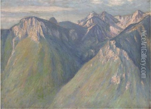 Summertime In The Alps, Chamonix Oil Painting - Wynford Dewhurst