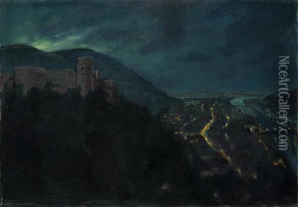 Heidelberg Bei Nacht Oil Painting - Emil Orlik