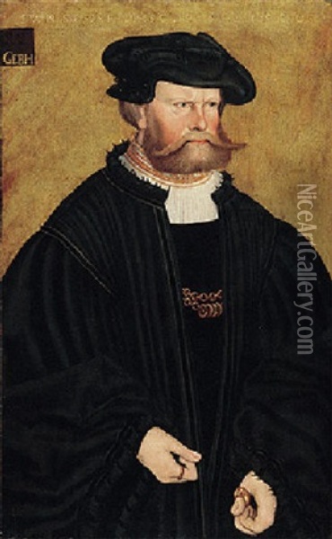 Portrait Of Graf Phillip Von Solms In Black, With A Black Hat Oil Painting - Hans Doering
