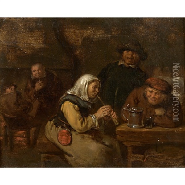 A L'auberge Oil Painting - Egbert van Heemskerck the Elder