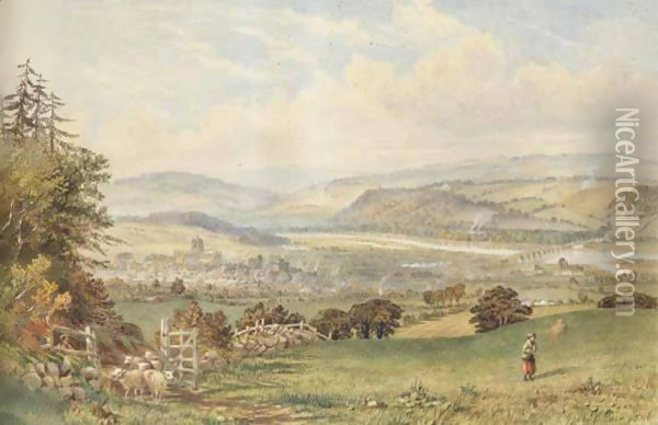 View Of Hexham Oil Painting - Thomas H. Hair