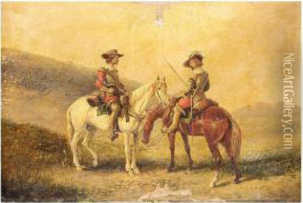 Musketeers On Horseback Oil Painting - Sir John Gilbert