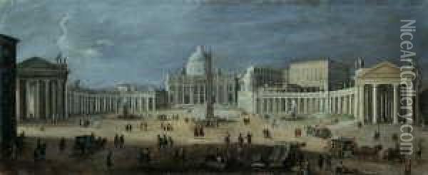 Der Petersplatz In Rom. Oil Painting - (circle of) Wittel, Gaspar van (Vanvitelli)