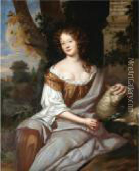 Portrait Of A Lady, Said To Be Susannah Medley, Lady Miller Oil Painting - Sir Peter Lely