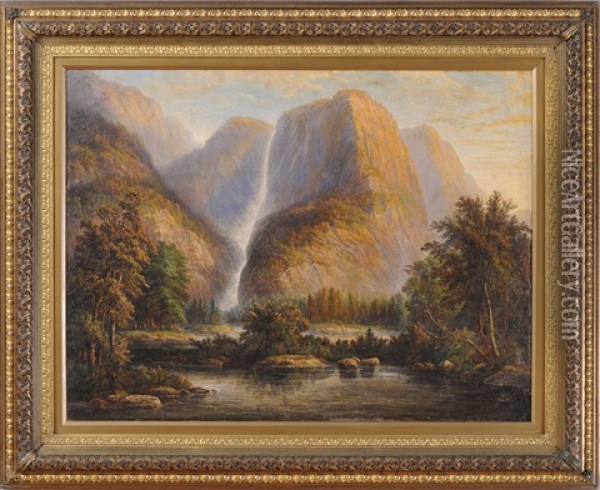 Yosemite Falls Oil Painting - Augustus (Karl) Weidenbach