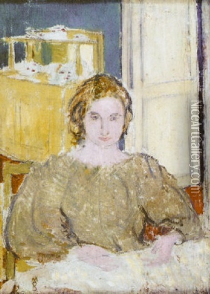 Portrait Mme Denis (portrait De La Femme De L'artiste, Dans Leur Villa De St. Germain En Laye) Oil Painting - Maurice Denis