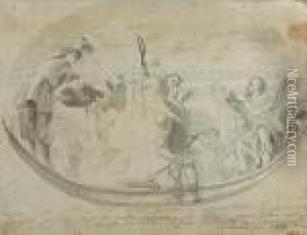 Szkic Do Fresku Na Plafonie Oil Painting - Giovanni Domenico Tiepolo