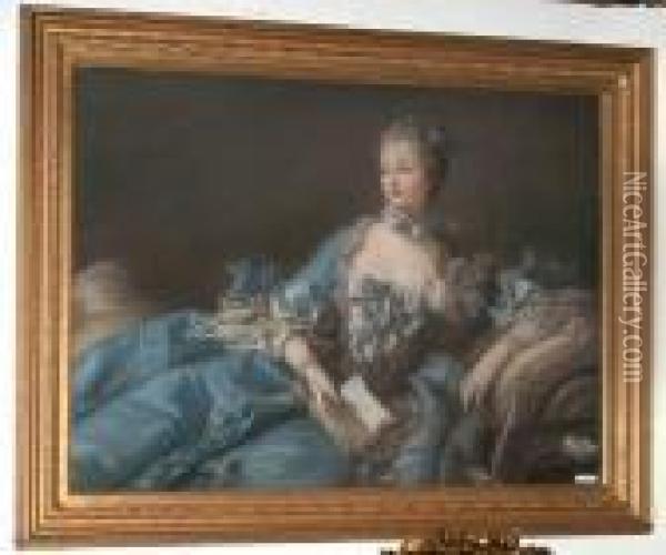 Madame Pompadour. Oil Painting - Francois Boucher