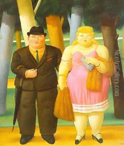 A Couple 1999 Oil Painting - Fernando Botero