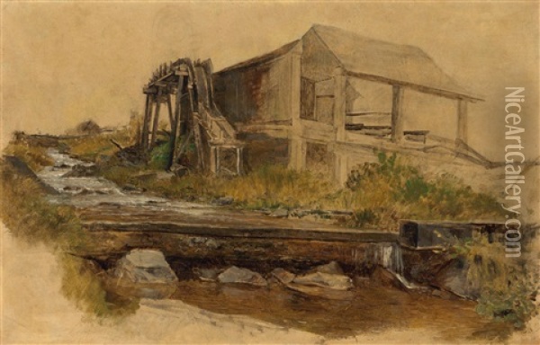 Mill By The Stream Oil Painting - Marie Egner
