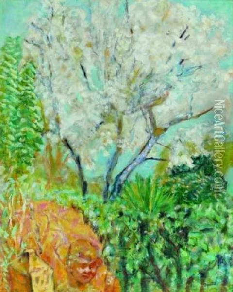Les Amandiers En Fleurs, Cactus Etfigure D'enfant Oil Painting - Pierre Bonnard