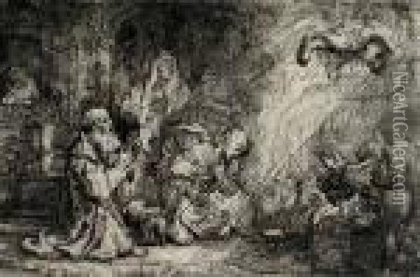 The Angel Departs Oil Painting - Rembrandt Van Rijn