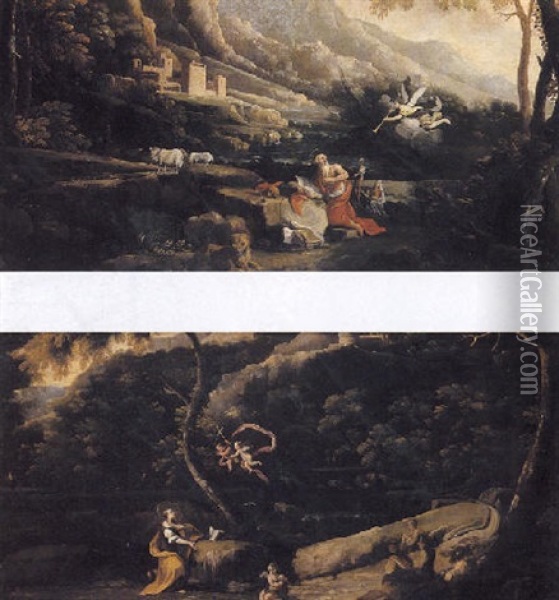 Paysage De Montagne Avec Saint Jerome Oil Painting - Francisco Collantes
