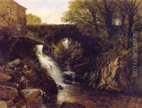 Pont Hoogan Mill Oil Painting - Frederick William Hulme