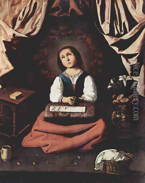 Praying Virgin Mary Oil Painting - Francisco De Zurbaran