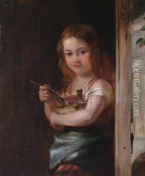 A Girl In A Door Way Oil Painting - John Pettie