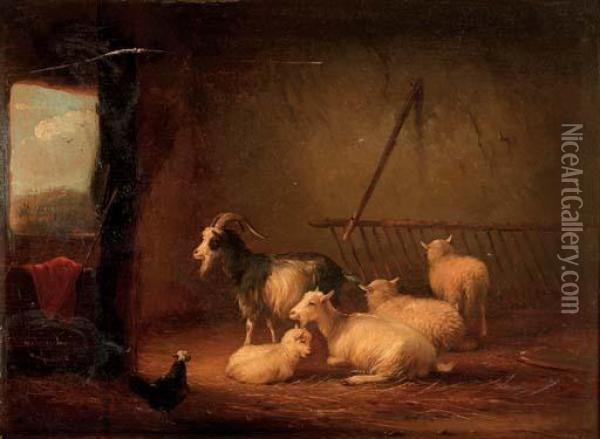 In The Barn Oil Painting - Franz van Severdonck