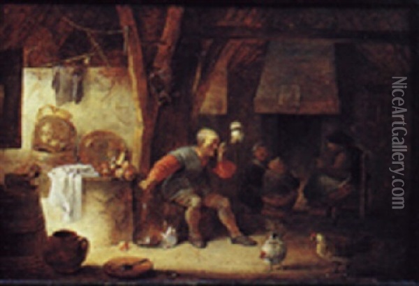 Scene D'interieur Paysan Oil Painting - Pieter de Bloot