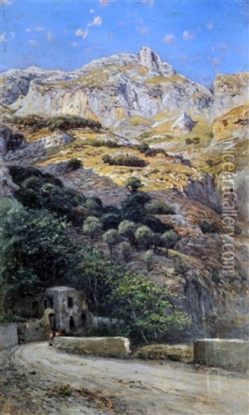 Paesaggio Col Monte Sant'angelo Oil Painting - Francesco Mancini
