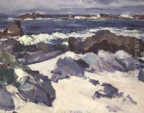 A Rocky Shore, Iona Oil Painting - Samuel John Peploe