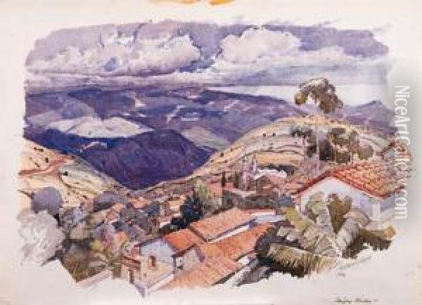Taxco Hills Oil Painting - Oscar Edmund Berninghaus