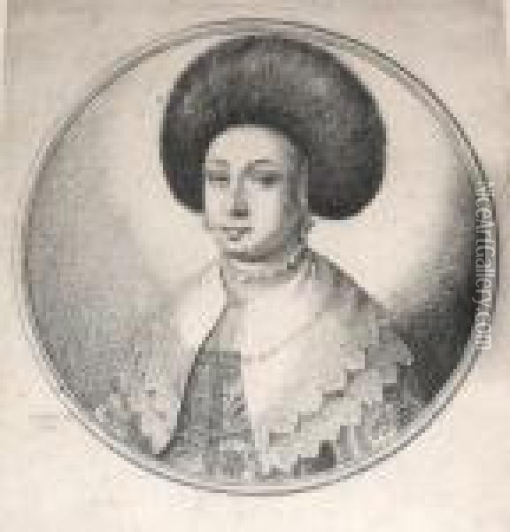 Portrait Of A Bewigged Lady Oil Painting - Wenceslaus Hollar