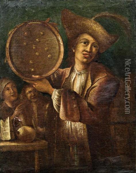 Junger Mann Mit Tamburin Oil Painting - Giacomo Francesco Cipper