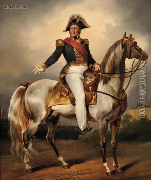 Equestrian Portrait Of Louis Philippe Oil Painting - Eugene Louis Lami
