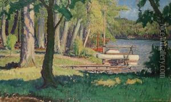 Boating Lake, Arundel Oil Painting - Elliott Seabrooke