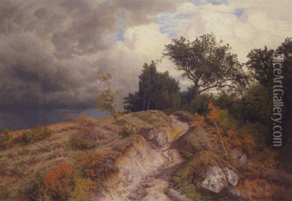 An Approaching Storm Oil Painting - Nicholas Chevalier