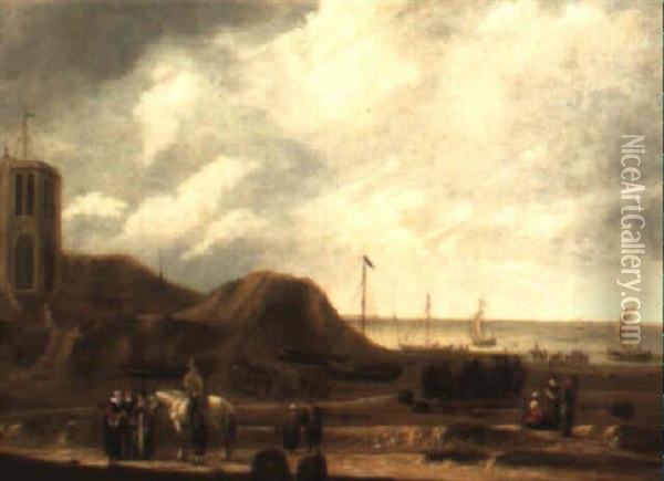 The Beach At Egmond-aan-zee Oil Painting - Willem Gillisz Kool
