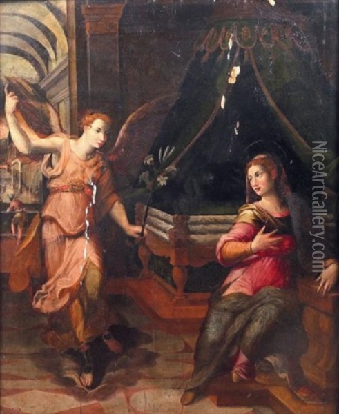 L'annonciation Oil Painting - Marco da Siena Pino