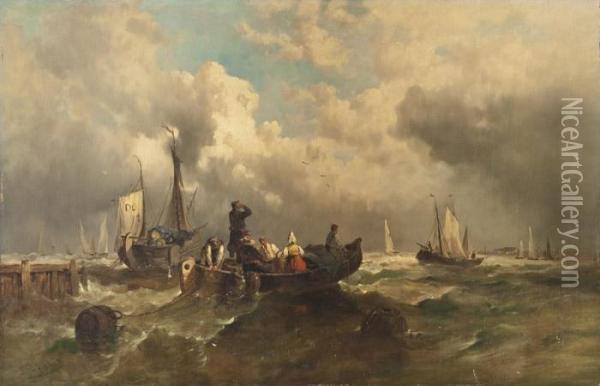 Dalmatische Fischerboote Auf See Oil Painting - Josef Thoma