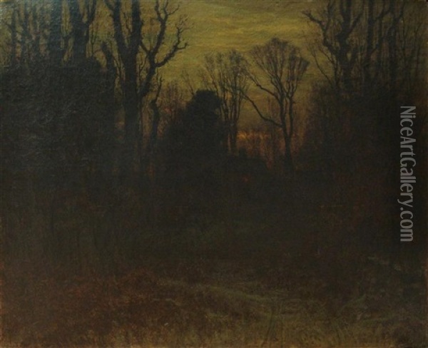 Winter Sunset Oil Painting - John Joseph Enneking