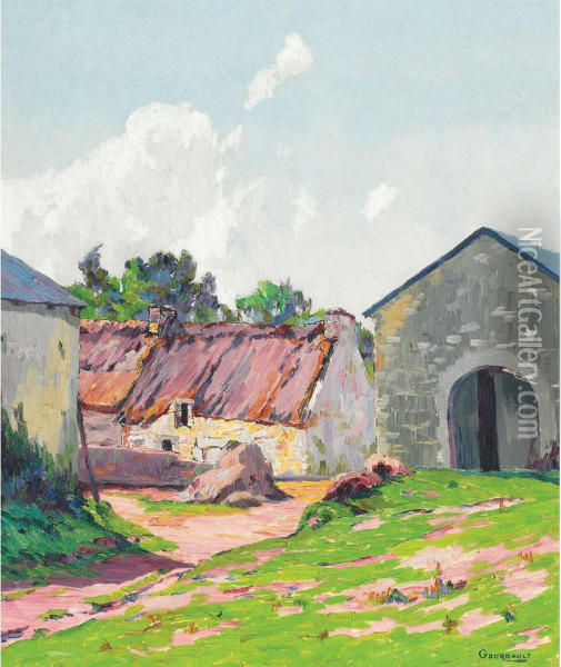 Farmyard Oil Painting - Pierre Gourdault