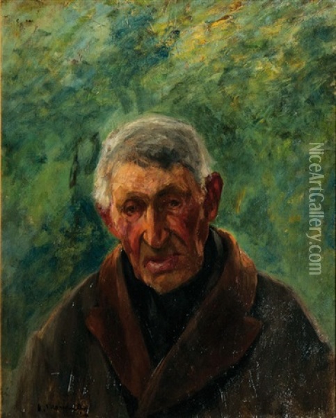 Farmer Oil Painting - Alfred Mohrbutter