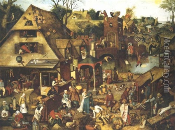 Les Proverbes Flamands Oil Painting - Pieter Brueghel the Younger