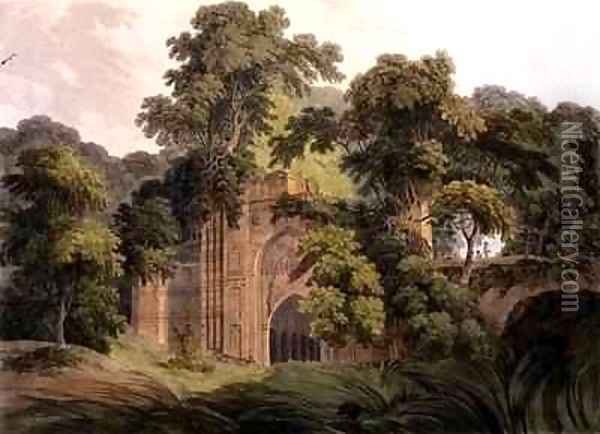 Ruins of the Ancient City of Gour formerly on the Banks of the River Ganges Oil Painting - Thomas Daniell