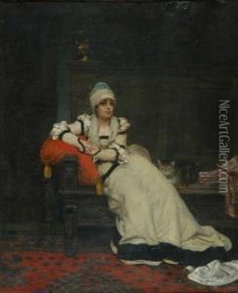 Woman On A Daybed Oil Painting - Jules Garnier